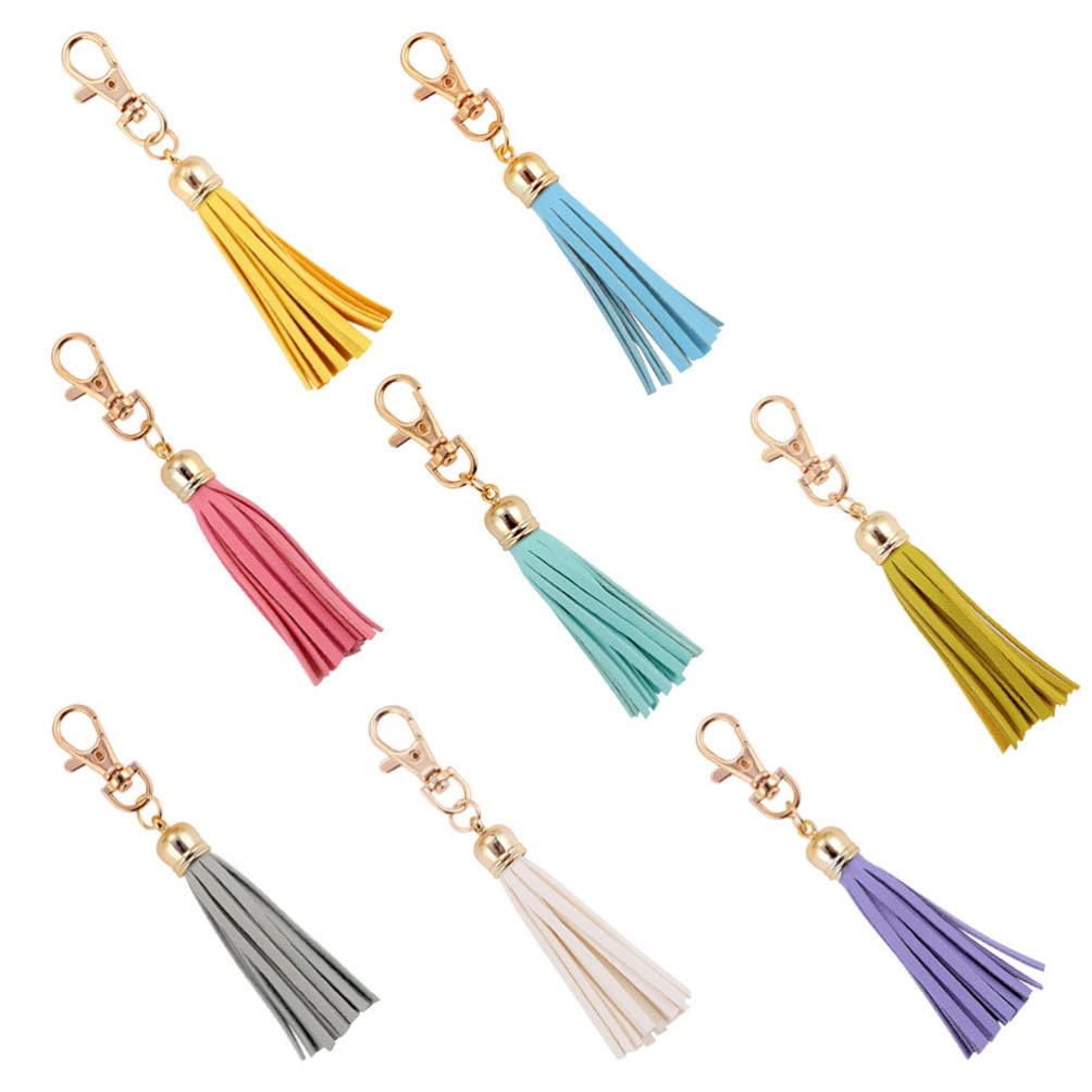 8pcs PU Leather Tassel Keychains - Colorful Macrame Boho Key Rings for Women, Car Keys, Wallets & Purses | Durable Key Holders for Everyday Use & Travel Accessories