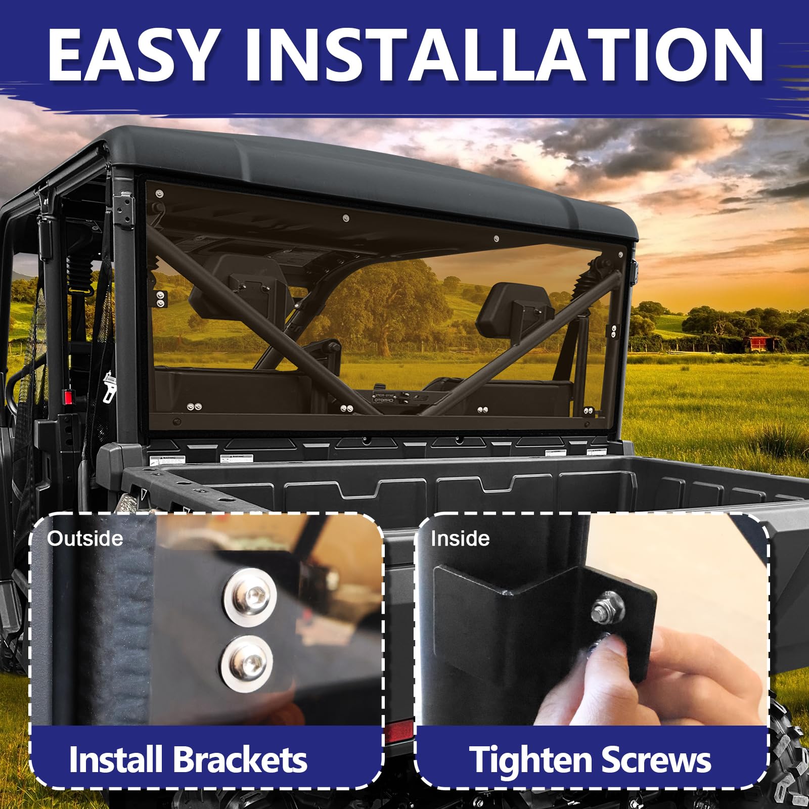 CFMOTO UFORCE 1000 Rear Windshield Replacement - Thickened Polycarbonate Back Window Compatible with 2019-2024 Models | Durable UTV Accessory for Off-Roading, Hunting & Farm Work