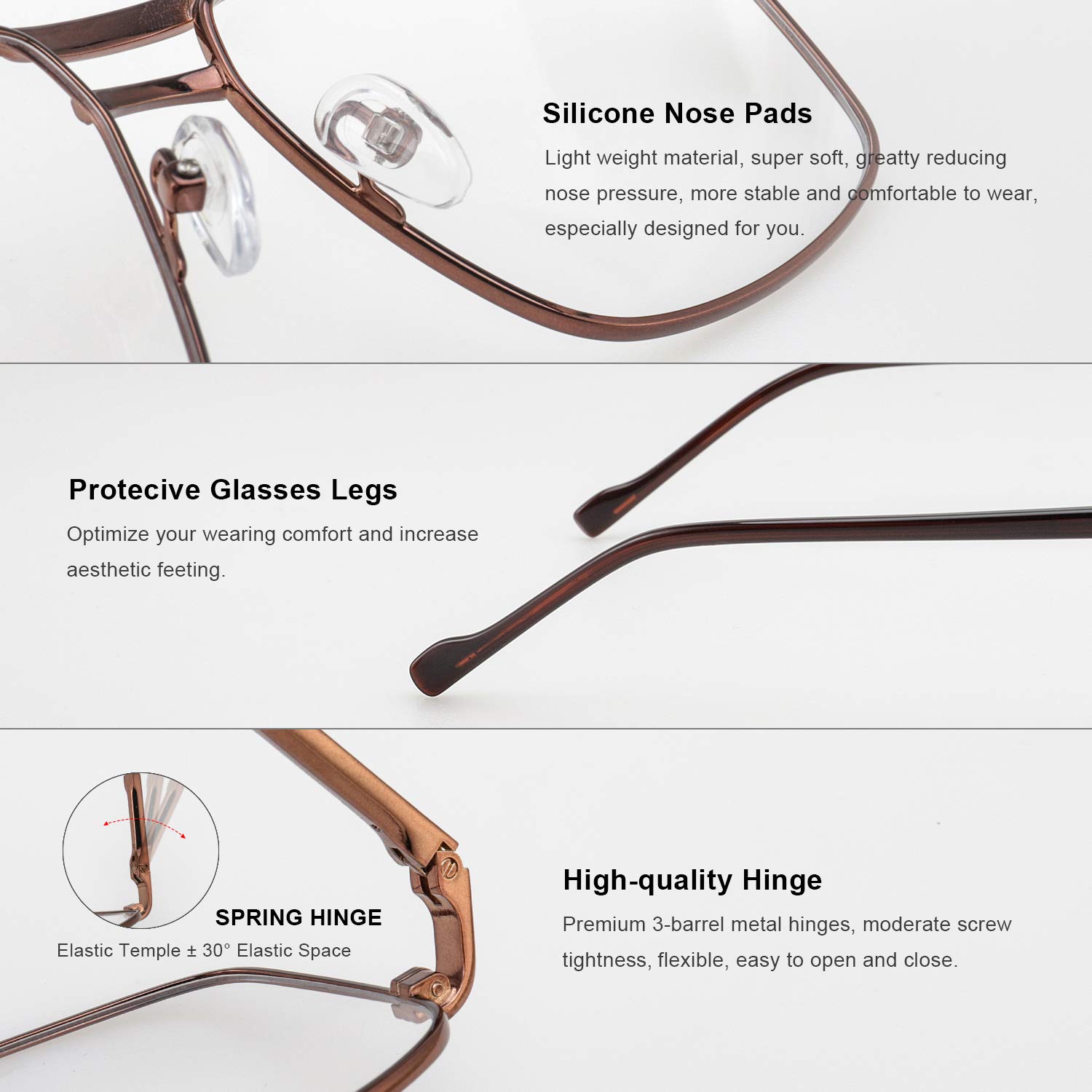 Blue Light Blocking Reading Glasses for Men - Square Frame Computer Readers with Double Bridge | Reduce Eye Strain for Office Work & Screen Time