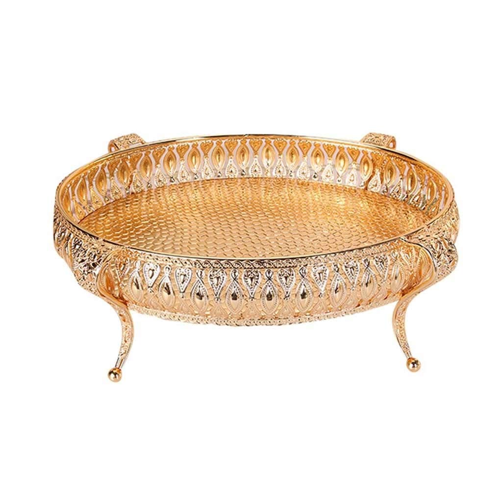 Vintage Oval Iron Fruit Tray - Creative Home Food Storage Box, Gold Snack Plate for Dining Table & Desk Decor | Perfect for Parties, Picnics & Kitchen Organization