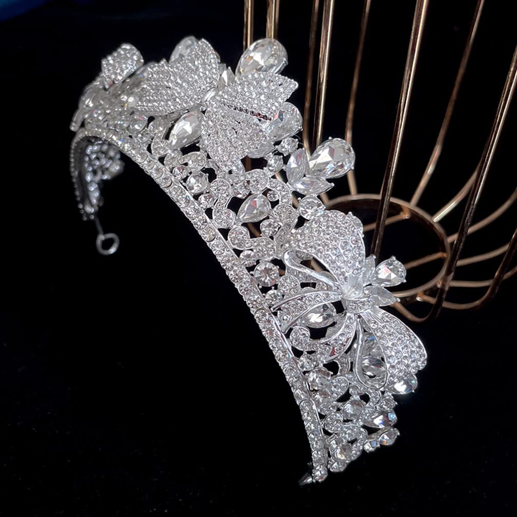 Sparkling Rhinestone Tiara Crown for Women - Elegant Wedding & Birthday Headpiece with Bow | Bridal Hair Accessories for Fairy Bride, Prom, Pageant, and Special Occasions