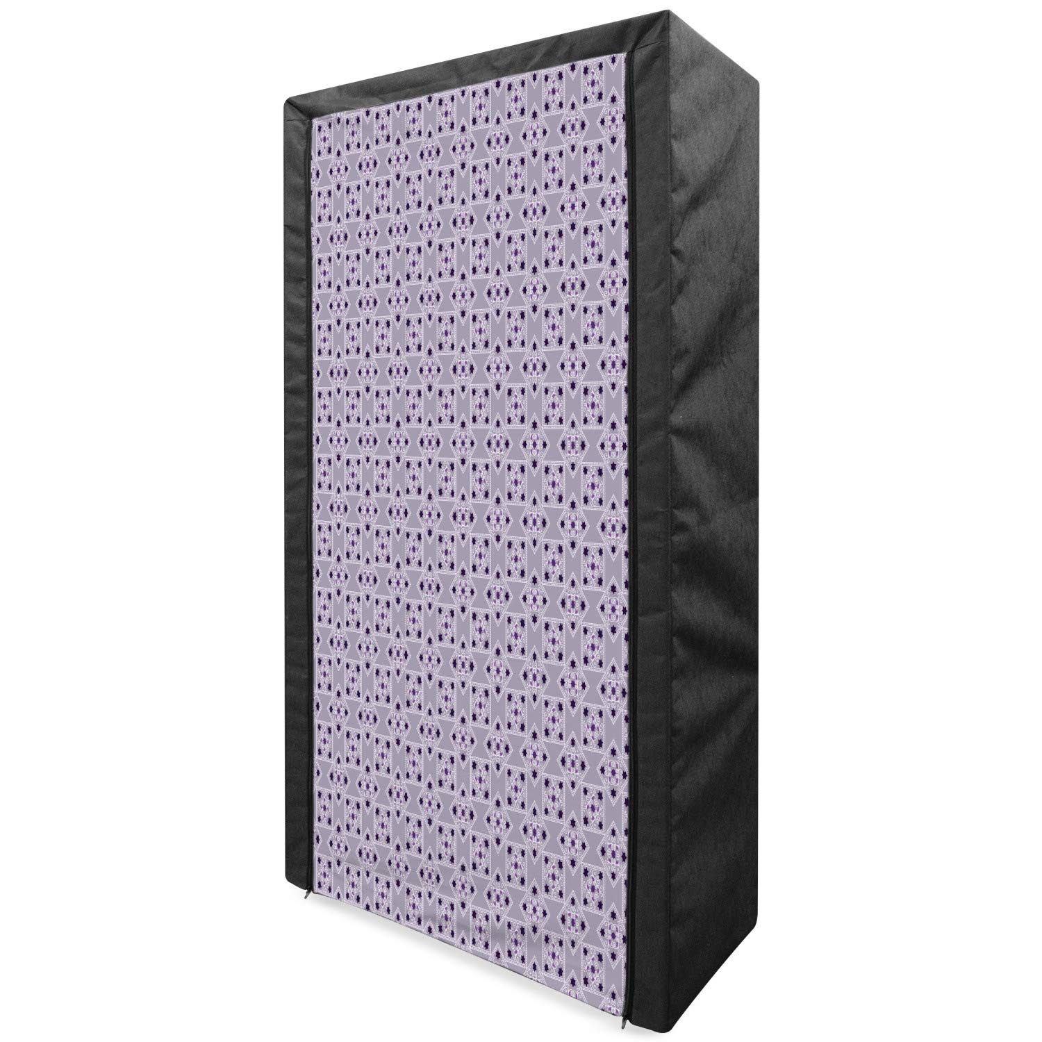 Vintage Portable Fabric Wardrobe with Ornamental Swirls & Stars Design - 33.5