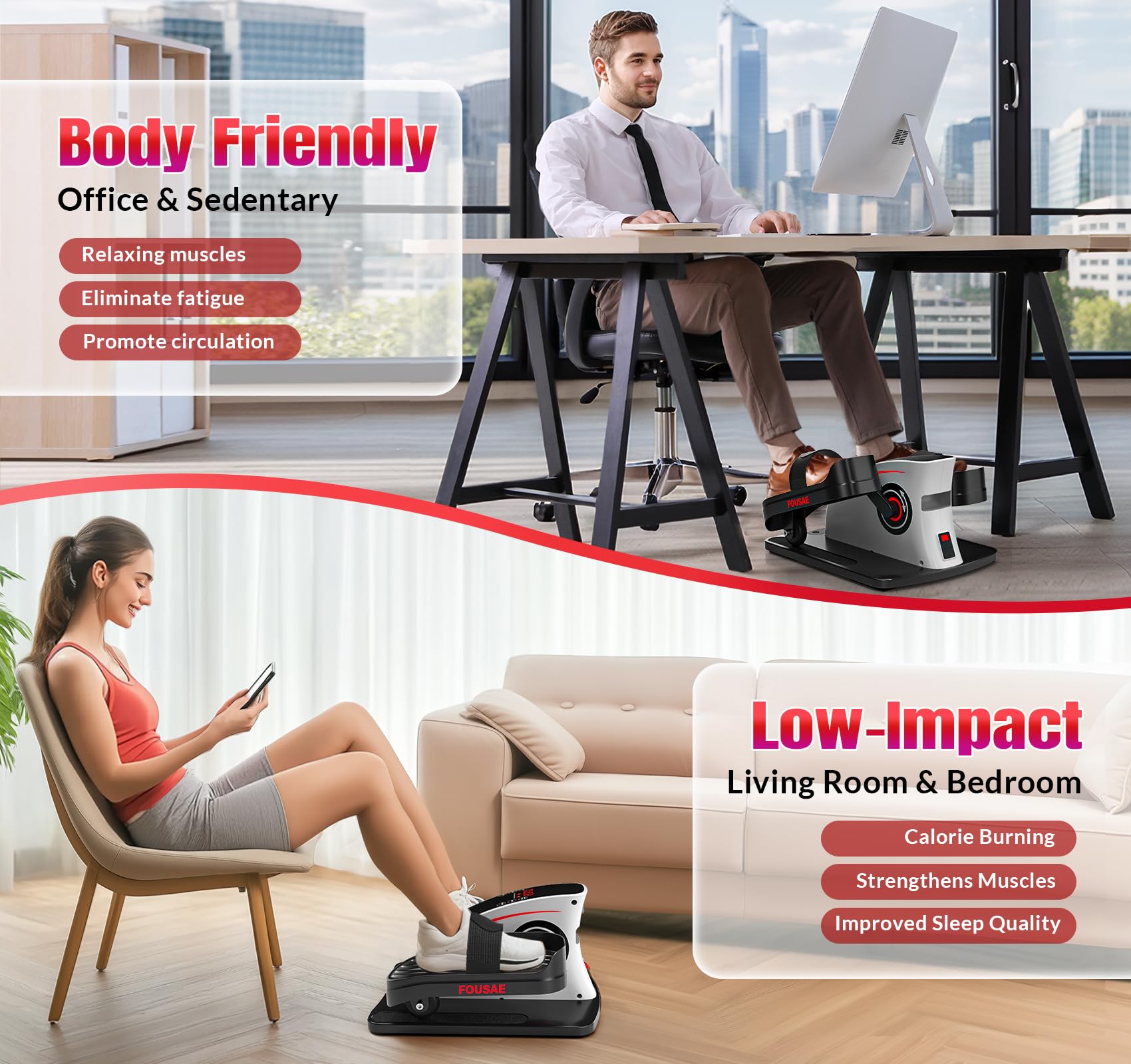 Under Desk Elliptical Machine - 15-Speed Adjustable Quiet Leg Exerciser for Seniors with LCD Display & Remote Control | Compact Electric Pedal Exerciser for Office, Home Workout & Physical Therapy