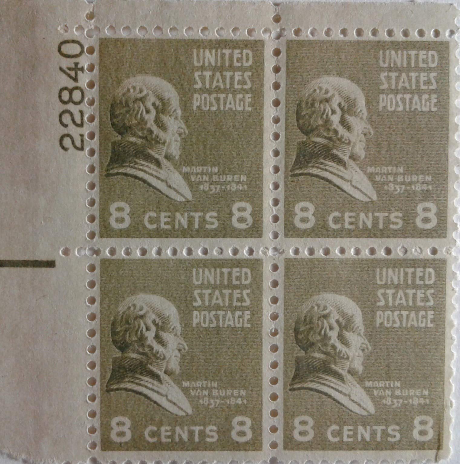 1938 Martin Van Buren 4-8¢ US Stamps Set #813 for Collectors & Gifts