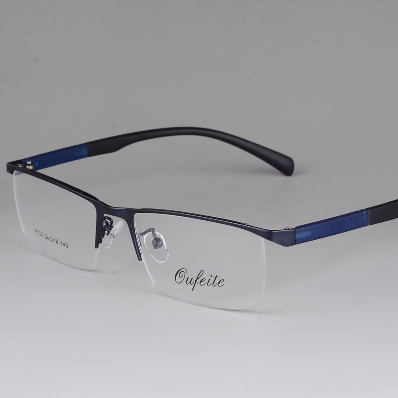 Bclear Men's Eyeglasses - Semi-Rimless Square Frame with Alloy Metal, Lightweight & Durable for Work, Reading, and Daily Wear
