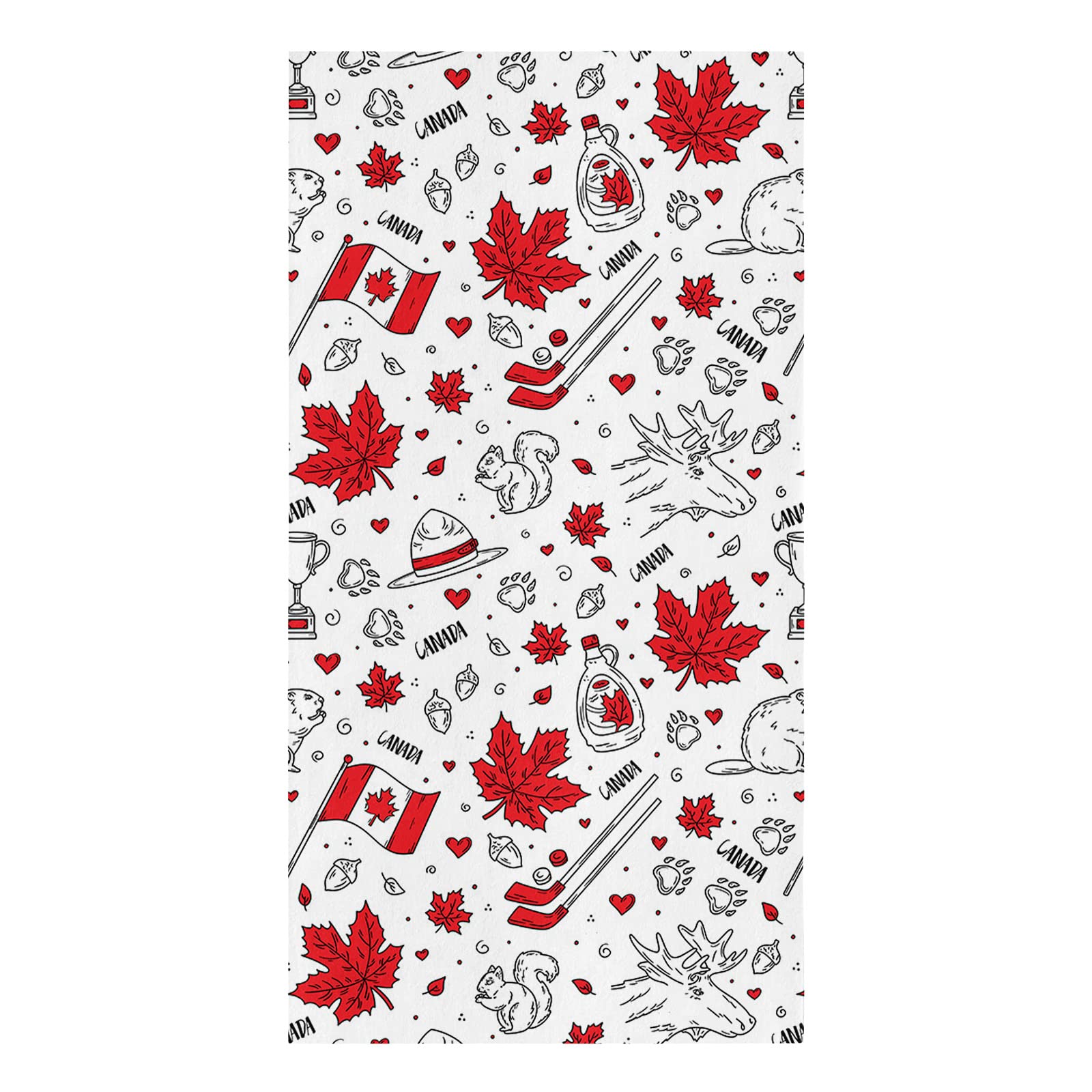 Marple Beaver Flag Kitchen Towels - Super Absorbent Microfiber Dish Cloths for Kitchen, Hand, Tea & Bath - Canada Red White Flag Quick-Dry Cleaning Towels (1-PC, 18x28) - Perfect for Dish Drying, Counter Cleaning & Canadian-Themed Home Decor