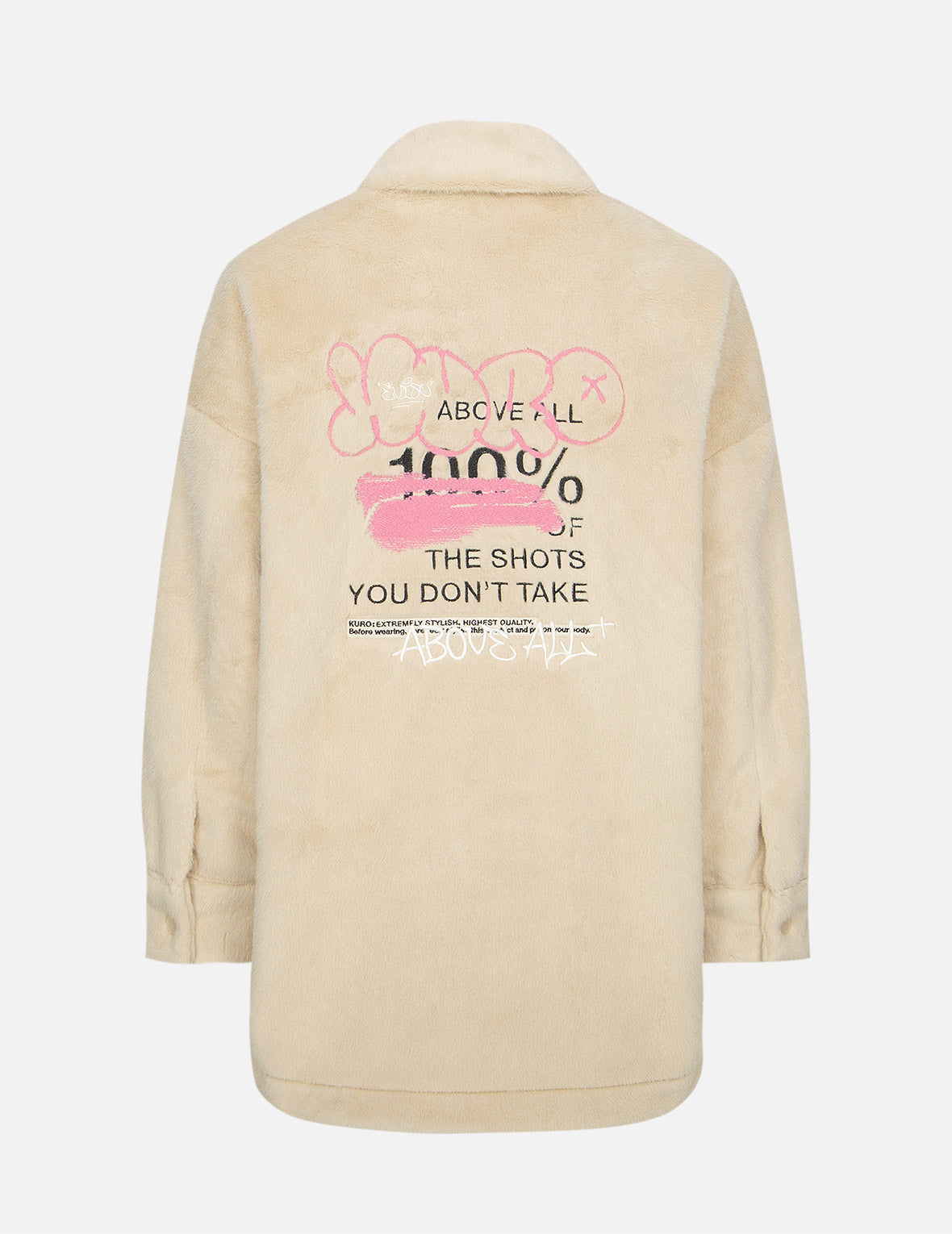 Graffiti Logo Embroidered Faux Fur Padded Shirt Jacket for Men & Women - Stylish Streetwear for Urban Fashion & Winter Outfits