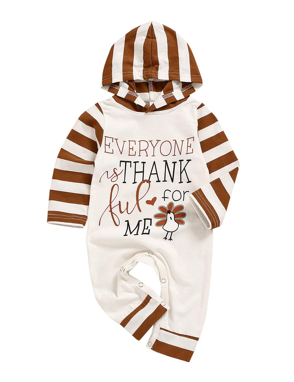 My First Thanksgiving Baby Romper - Turkey Print Stripe Hoodie Bodysuit Outfit for Newborn Boys & Girls | Perfect for Family Photos, Holiday Parties & Festive Celebrations