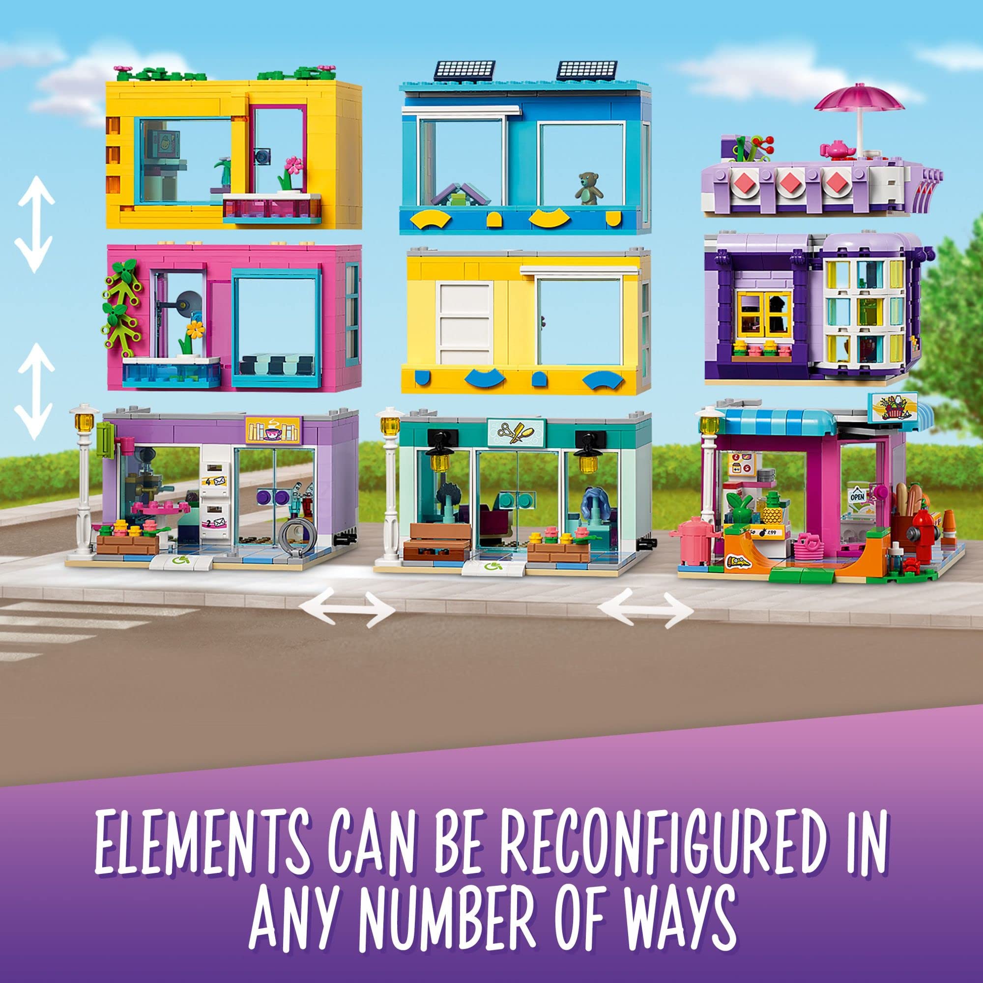 LEGO Friends Main Street Building Set 41704 - Heartlake City Café & Hair Salon with Mini Dolls, Modular Toy Shops | Pretend Play Gift for Kids Ages 8+ (Girls & Boys) | Perfect for Birthday Gifts, Creative Play & Room Decor