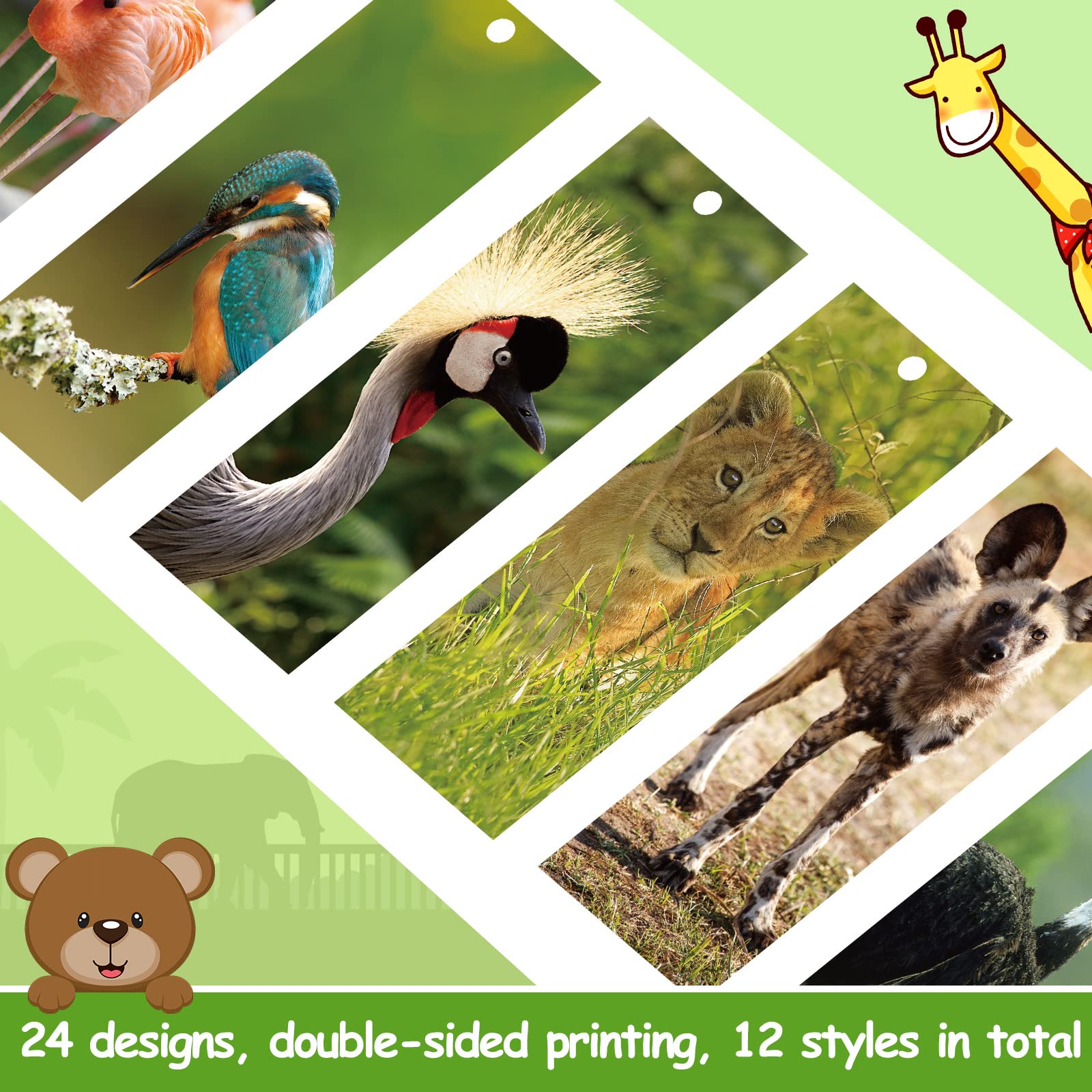 Eaasty 120 Pcs Safari Animal Bookmarks for Kids - Colorful Ribbon Bookmarks Bulk Pack for Book Lovers, Students, Boys & Girls - Perfect for School, Reading Rewards & Classroom Incentives