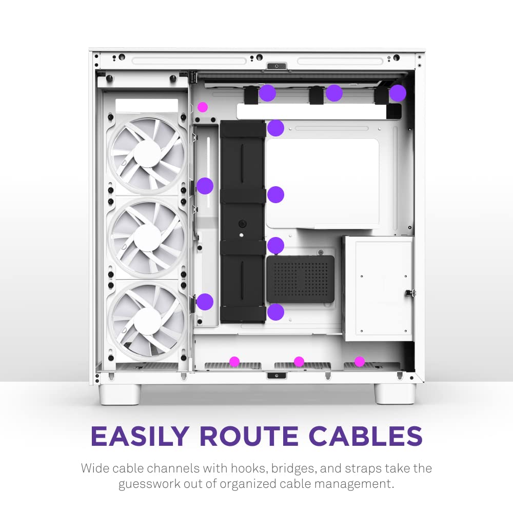 NZXT H9 Elite White ATX Mid-Tower PC Gaming Case - 3 x 120mm RGB Fans, Tempered Glass Panels, 360mm Radiator Support - Perfect for Gaming Setups & Custom Water Cooling Builds