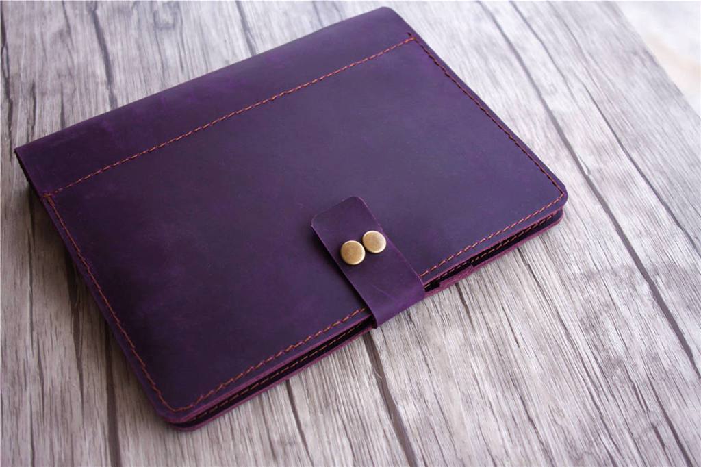 Personalized Refillable Purple Leather 6-Ring Binder Notebook - Customizable Planner for School, Office & Business Organization