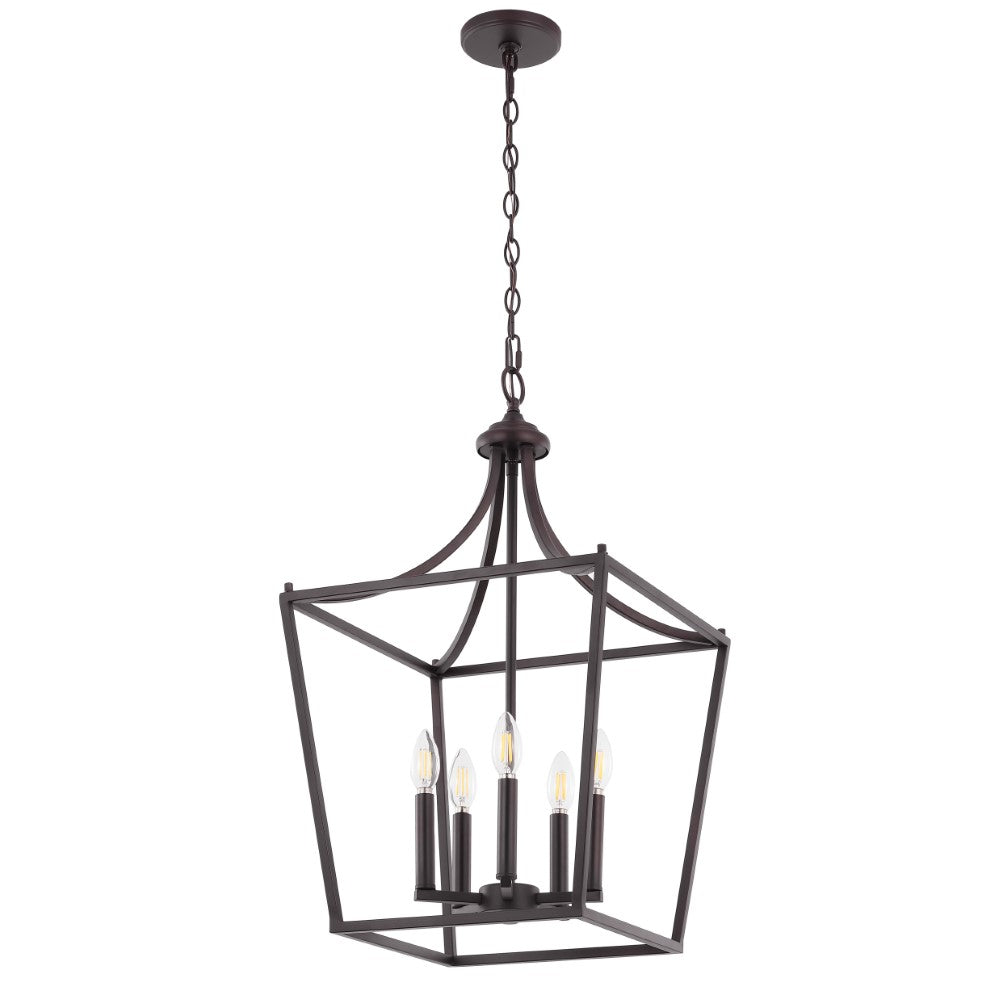 Vintage Camden Iron Classic Midcentury Modern Pendant Lantern - Industrial Style Hanging Light Fixture for Kitchen Island, Dining Room & Entryway Lighting