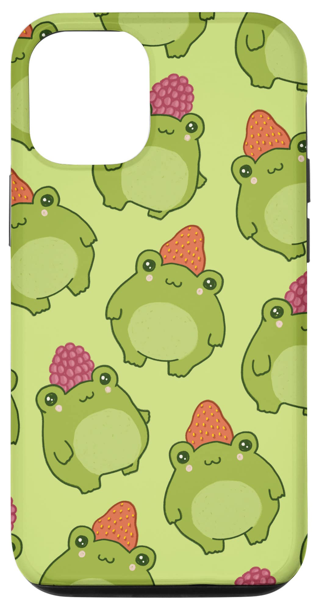 Cute Strawberry Raspberry Frog Kawaii Aesthetic Phone Case for iPhone 12/12 Pro - Cottagecore Style Protective Cover for Everyday Use, School & Work