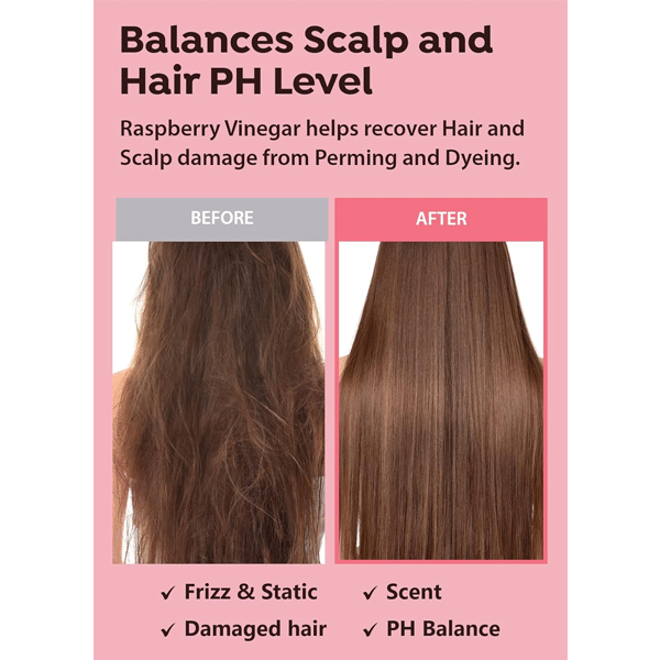 A'PIEU Raspberry Vinegar Hair Mist 105ml - Hydrating & Shine Enhancing Hair Spray for Dry & Damaged Hair - Perfect for Daily Use, Styling & Frizz Control