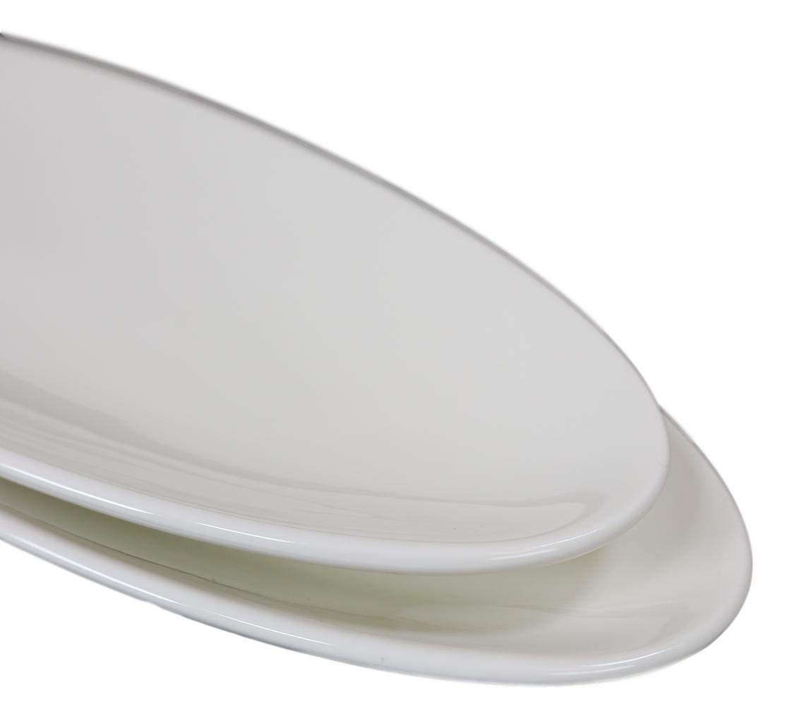 Ebros Modern White Porcelain Oval Serving Platters Set of 2 (16