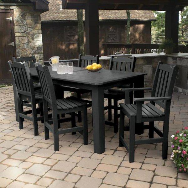 Lehigh 7-Piece Rectangular Counter Height Outdoor Dining Set - Patio, Garden, Backyard Furniture for Dining & Entertaining