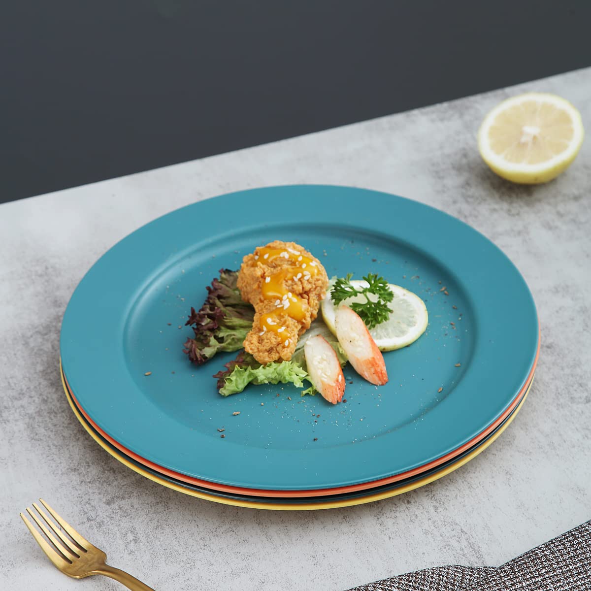 Kyraton 10-Inch Large Plastic Plates Set of 8 - Unbreakable, BPA-Free, Dishwasher & Microwave Safe, Lightweight Dinner Plates (Multi-Color) - Perfect for Parties, Picnics, Camping & Everyday Dining