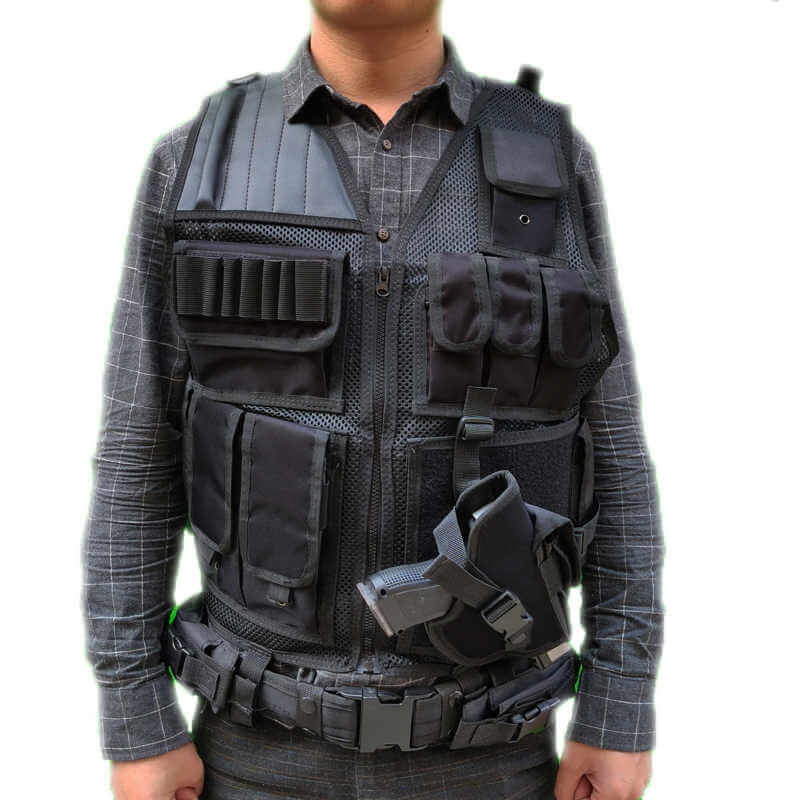 Tactical SWAT Vest with Multiple Pockets - Durable Military Gear for Outdoor, Airsoft, Hunting & Police Training