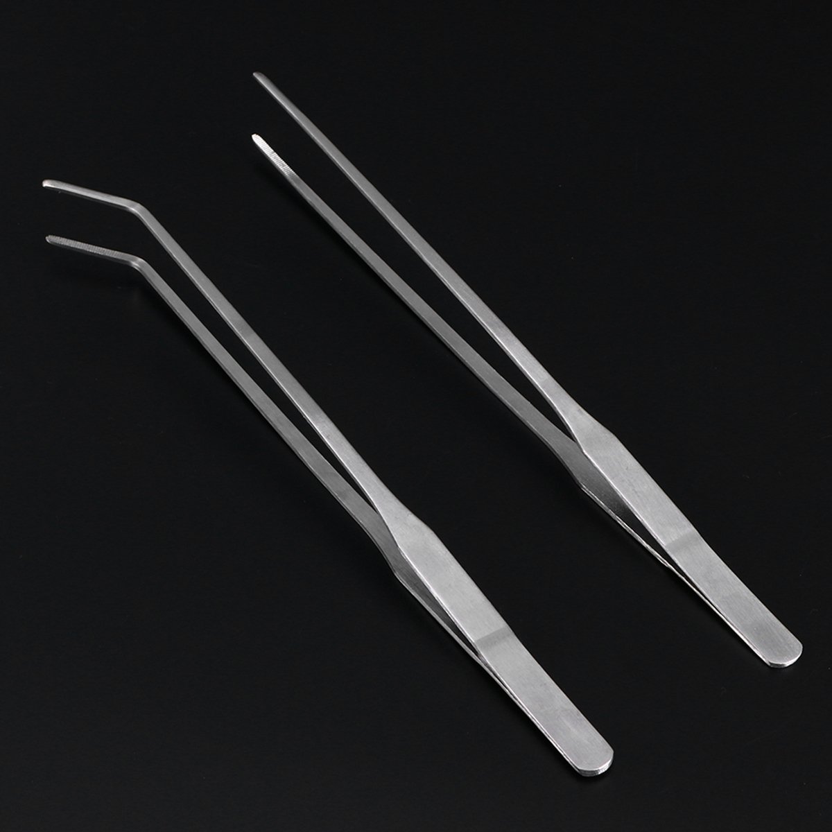 2-Pack 27-Inch Long Aquarium Tweezers - Straight & Curved Fish Tank Plant Tools for Feeding, Planting & Maintenance - Perfect for Aquatic Plants, Coral & Small Fish Care