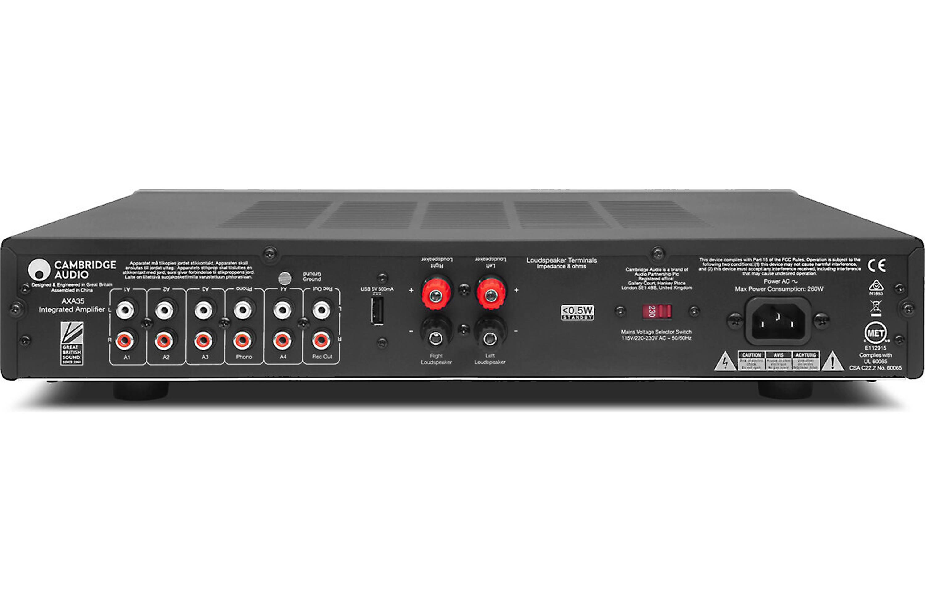 Cambridge Audio AXA35 Stereo Integrated Amplifier with Built-in Phono Stage - Hi-Fi Audio System for Home Theater & Vinyl Record Listening