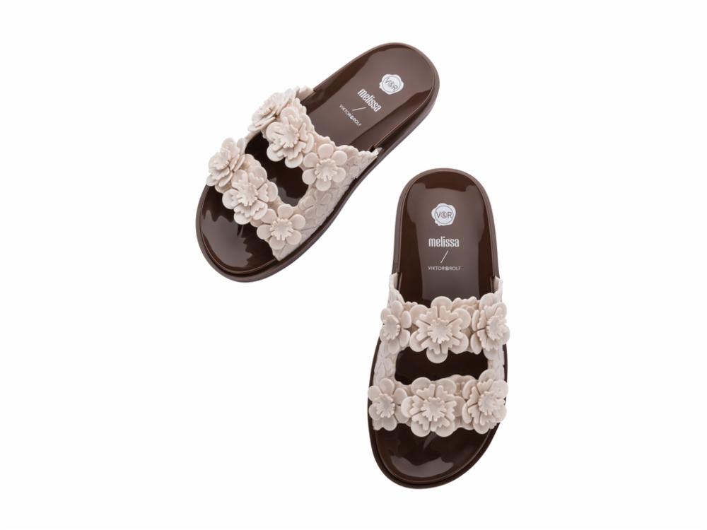 Melissa Women's 33512 Brown Leather Mule Sandals - Comfortable Slip-On Shoes for Casual Wear & Summer Outfits