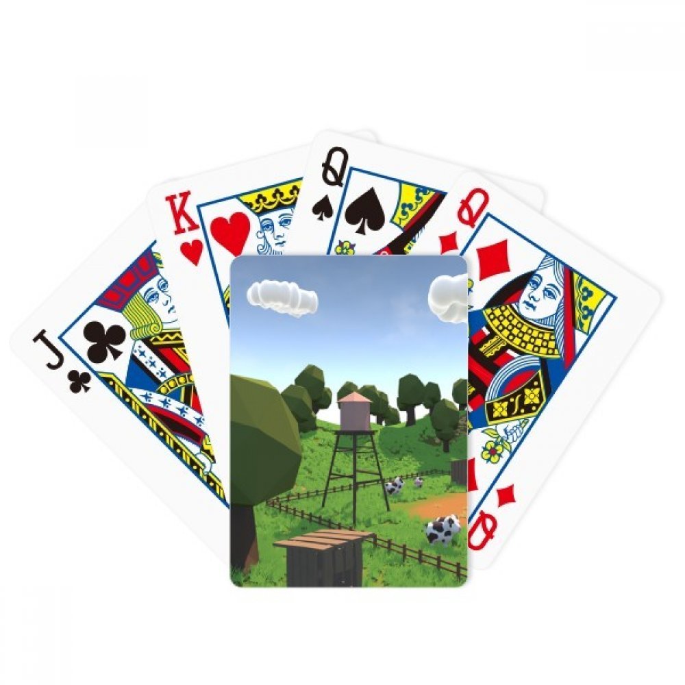 DIYthinker Farm Animal Themed Poker Playing Cards - Fun Tabletop Game for Family Gatherings, Game Nights & Unique Gifts (Cow, Tree Scene)