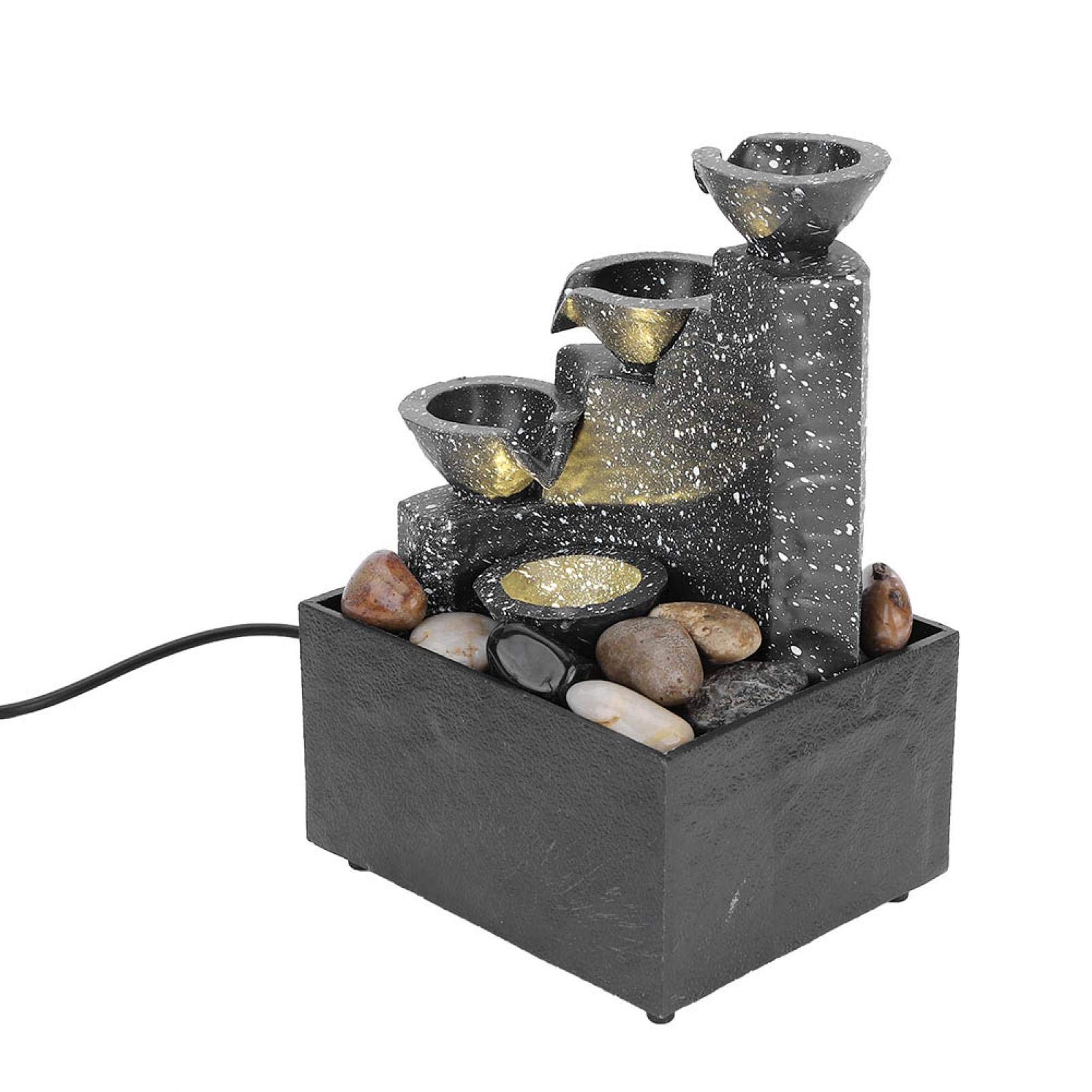 Desktop USB Water Fountain Ornament Crafts for Indoor Home Office Table Decoration, Relaxing Mini Waterfall for Stress Relief and Zen Ambiance