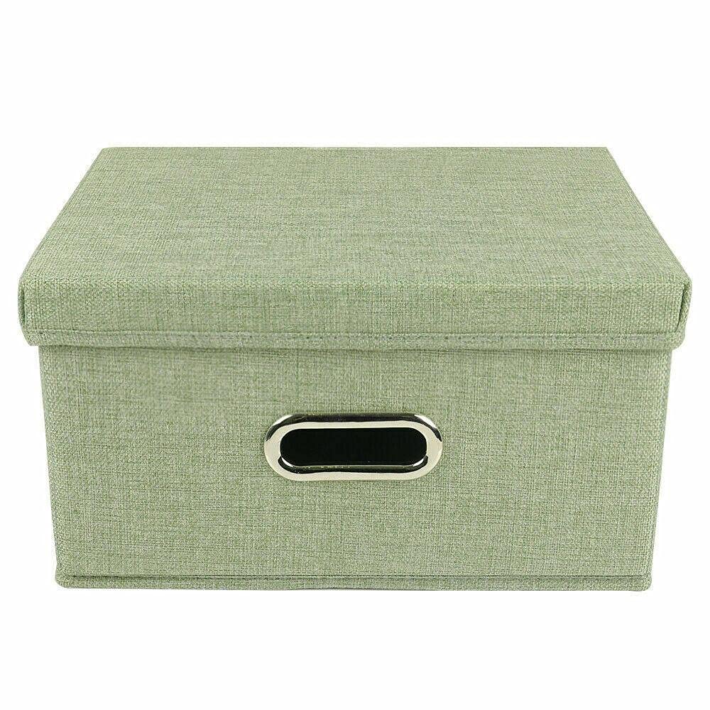 CompreDH 12-Pack Medium Fabric Storage Bins with Lids - Foldable Cube Organizer Baskets for Clothes, Toys, Books | Perfect for Closet, Shelves, Nursery & Home Organization