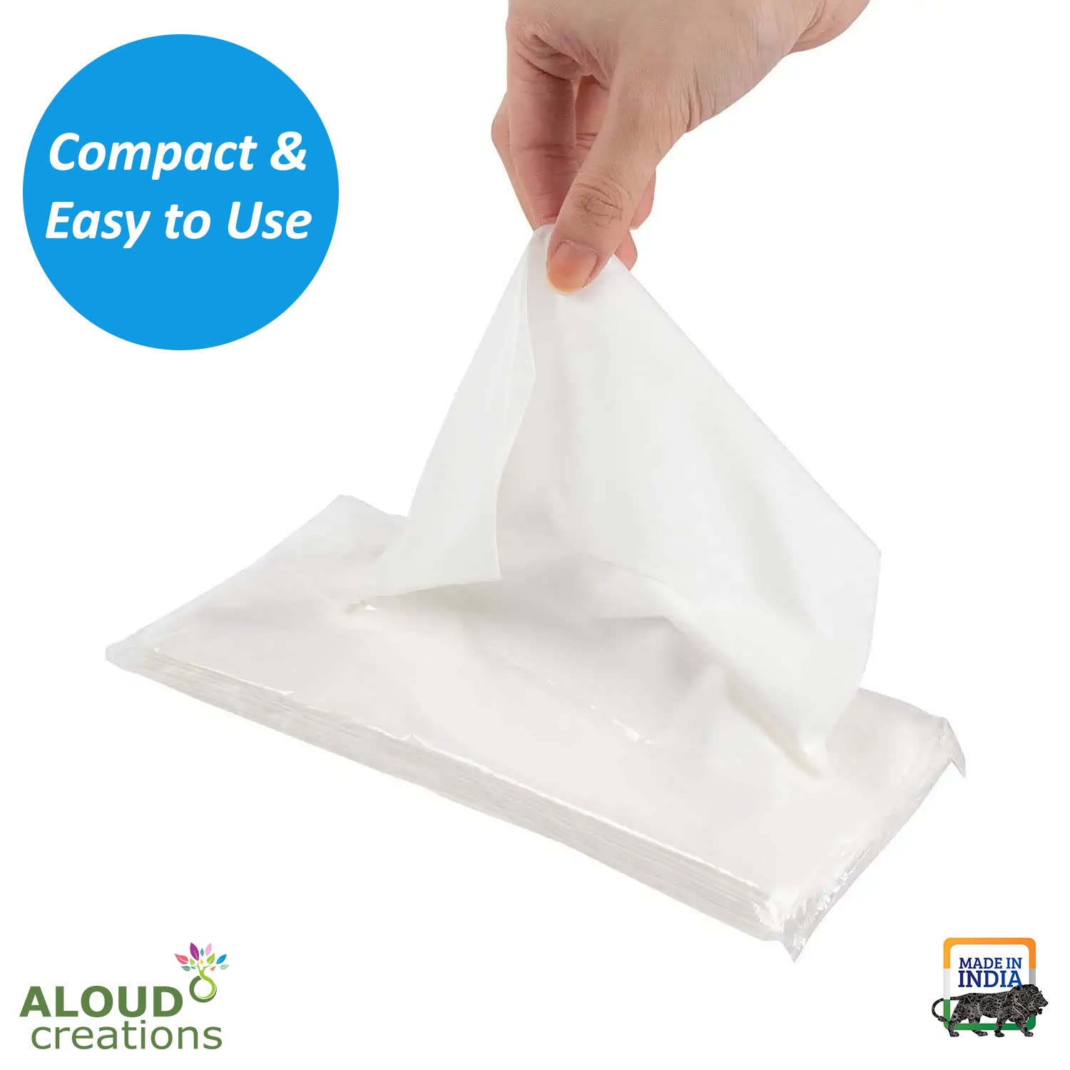 ALOUD CREATIONS Facial Tissue Refill Pack - 2-Ply Disposable Tissues for Car, Purse & Travel | 100 Pulls per Pack (4-Pack, 400 Total) | Soft & Convenient for On-the-Go Use, Office, Gym & Daily Essentials