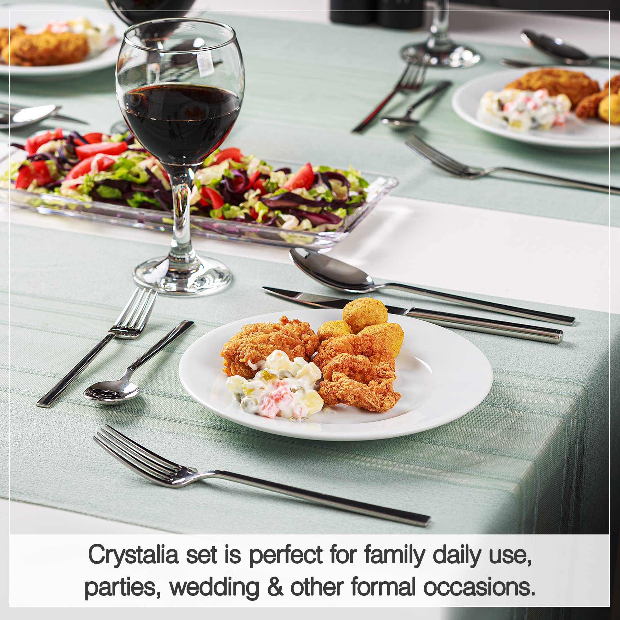 Crystalia 20-Piece Stainless Steel Silverware Set - 18/10 Flatware Cutlery Set with Forks, Spoons & Knives - Elegant Dinnerware for 4 People - Perfect for Home Dining, Restaurant Use & Kitchen Serving (Vision)