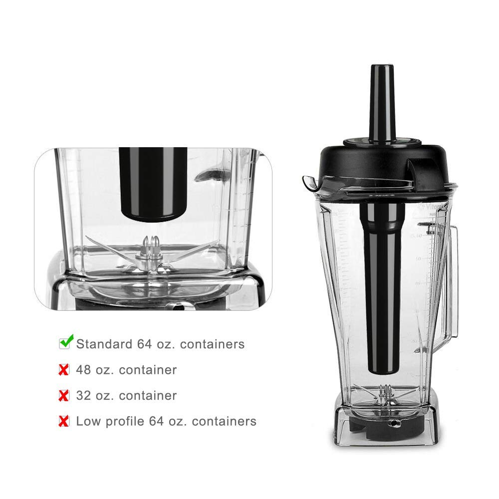 Feilifan Vitamix Blender Replacement Parts - Classic Tamper Tool for Vitamix 760, 5000, 5200 Models - Black Plunger Wand for 64 oz Containers - Perfect for Smoothies, Soups & Nut Butters