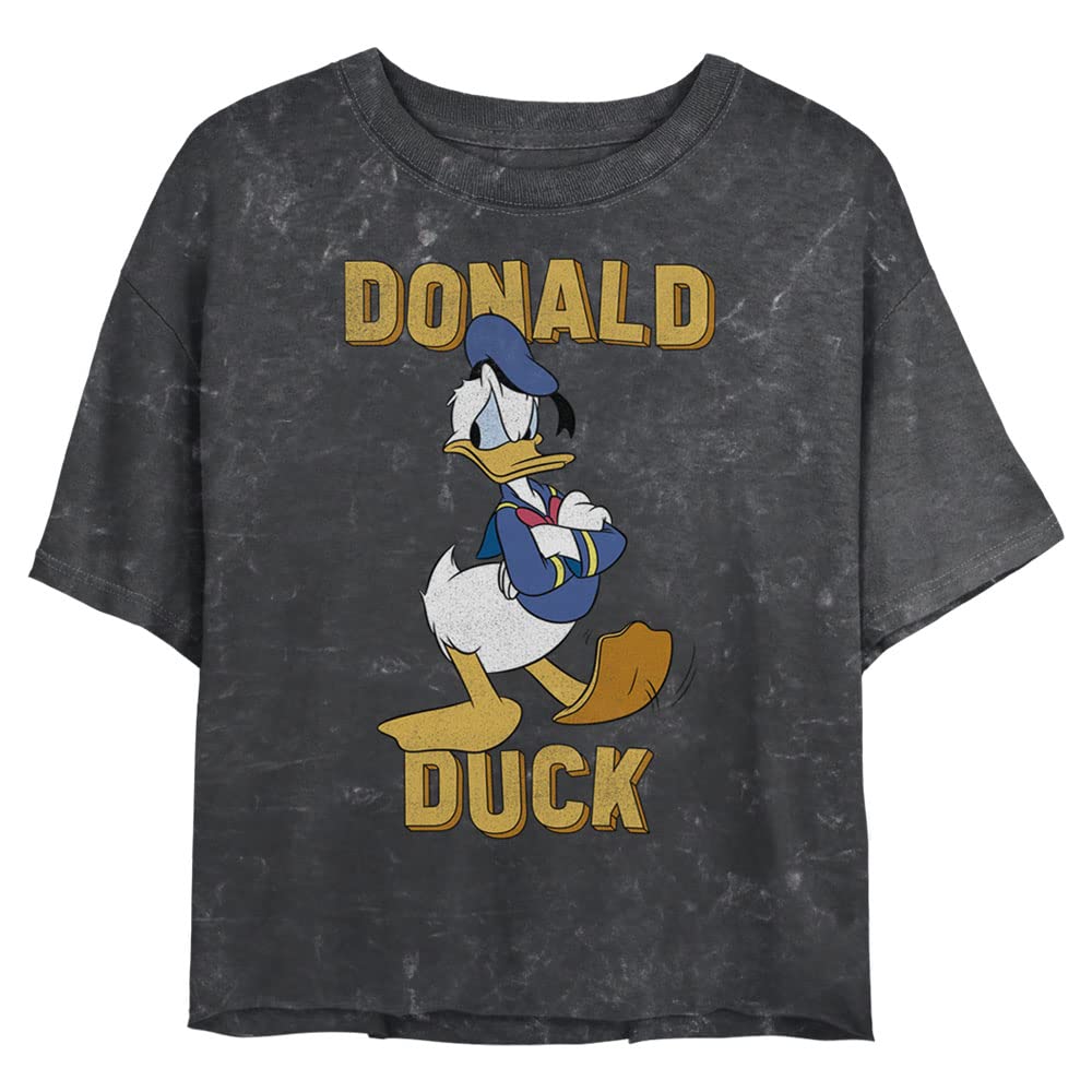 Disney Donald Duck Women's Vintage Mineral Wash Short Sleeve Crop Top T-Shirt - Casual Summer Outfit & Disney Fan Gift
