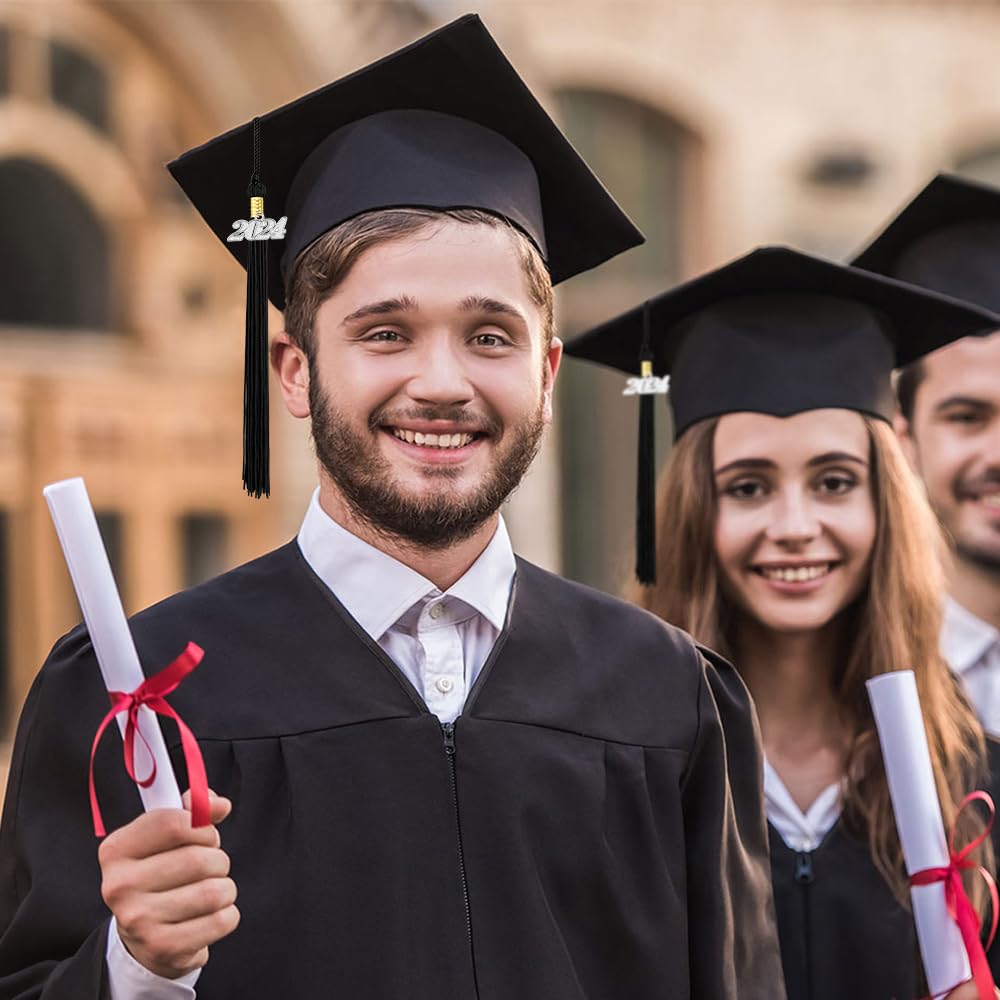2024 Graduation Tassel - Class of 2024 Cap Tassel for Graduation Ceremony | Black Graduation Gown Decoration Tassel Cords | Perfect for High School & College Graduation Accessories