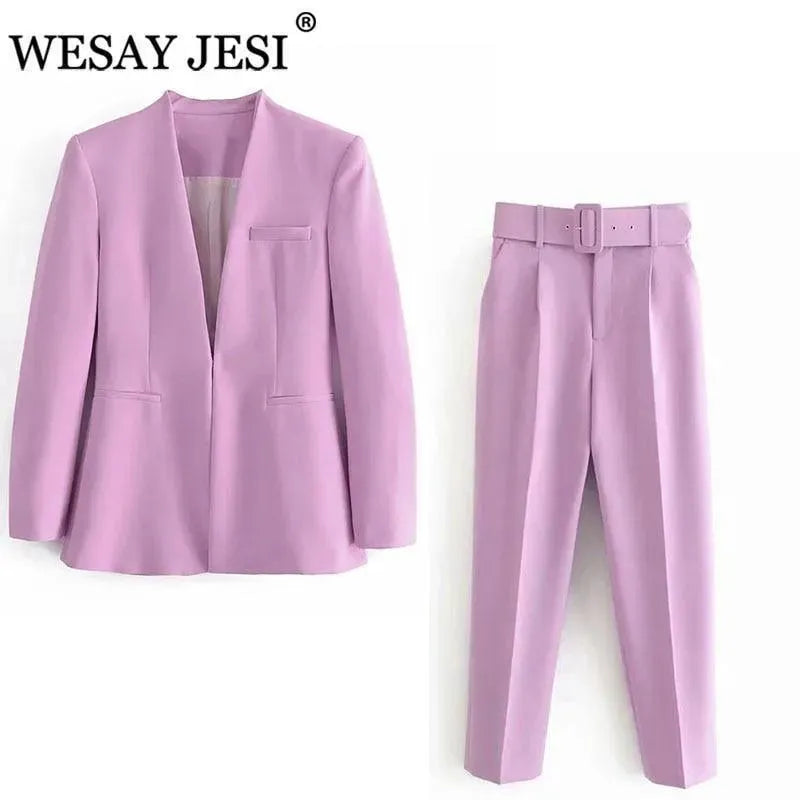 Empowering Women's Pantsuit - Professional Blazer & Pants Set for Office, Business Meetings & Career Success | Plus Size Options Available