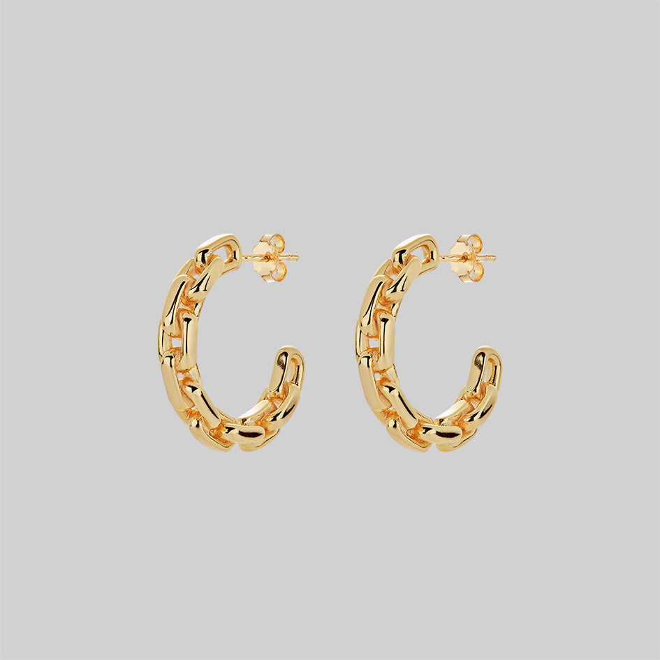 RESOLUTE Chunky Chain Hoop Earrings - 14K Gold Plated Statement Jewelry for Women | Perfect for Parties, Date Nights & Everyday Wear