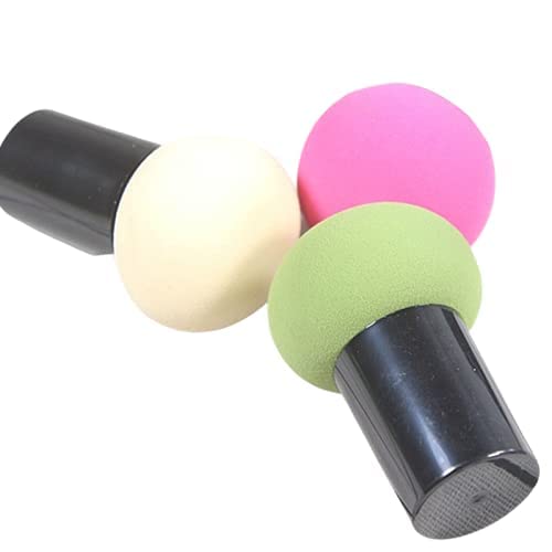 TYAGIRL Mushroom Puff Makeup Sponge with Handle - Soft Foundation Blender for Liquid & Powder Cosmetics (3-Pack, Assorted Colors) - Perfect for Flawless Makeup Application & Travel Beauty Essentials