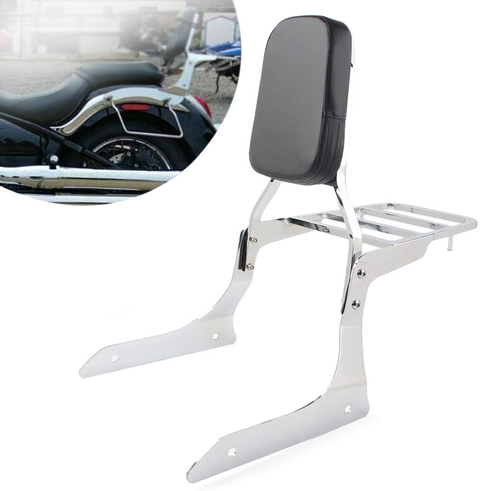 Chrome Sissy Bar & Luggage Rack for Yamaha V-Star XVS1300/XV1300A (2007-2015) - Heavy Duty Rear Passenger Backrest with Storage - Perfect for Long Rides and Motorcycle Touring