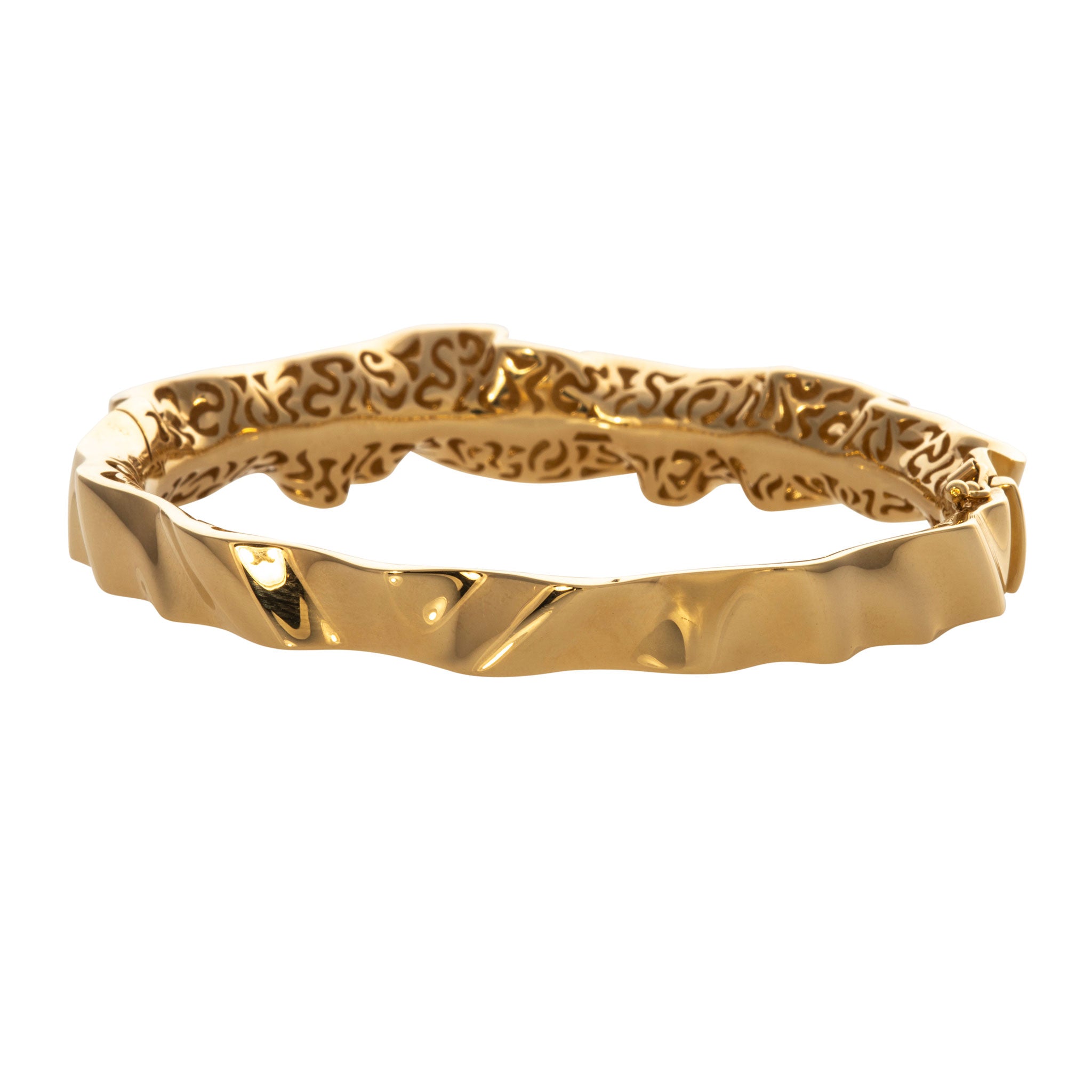 18K Yellow Gold Italian Ribbon Bangle Bracelet for Women - Elegant Stackable Jewelry Gift for Birthday, Anniversary & Special Occasions