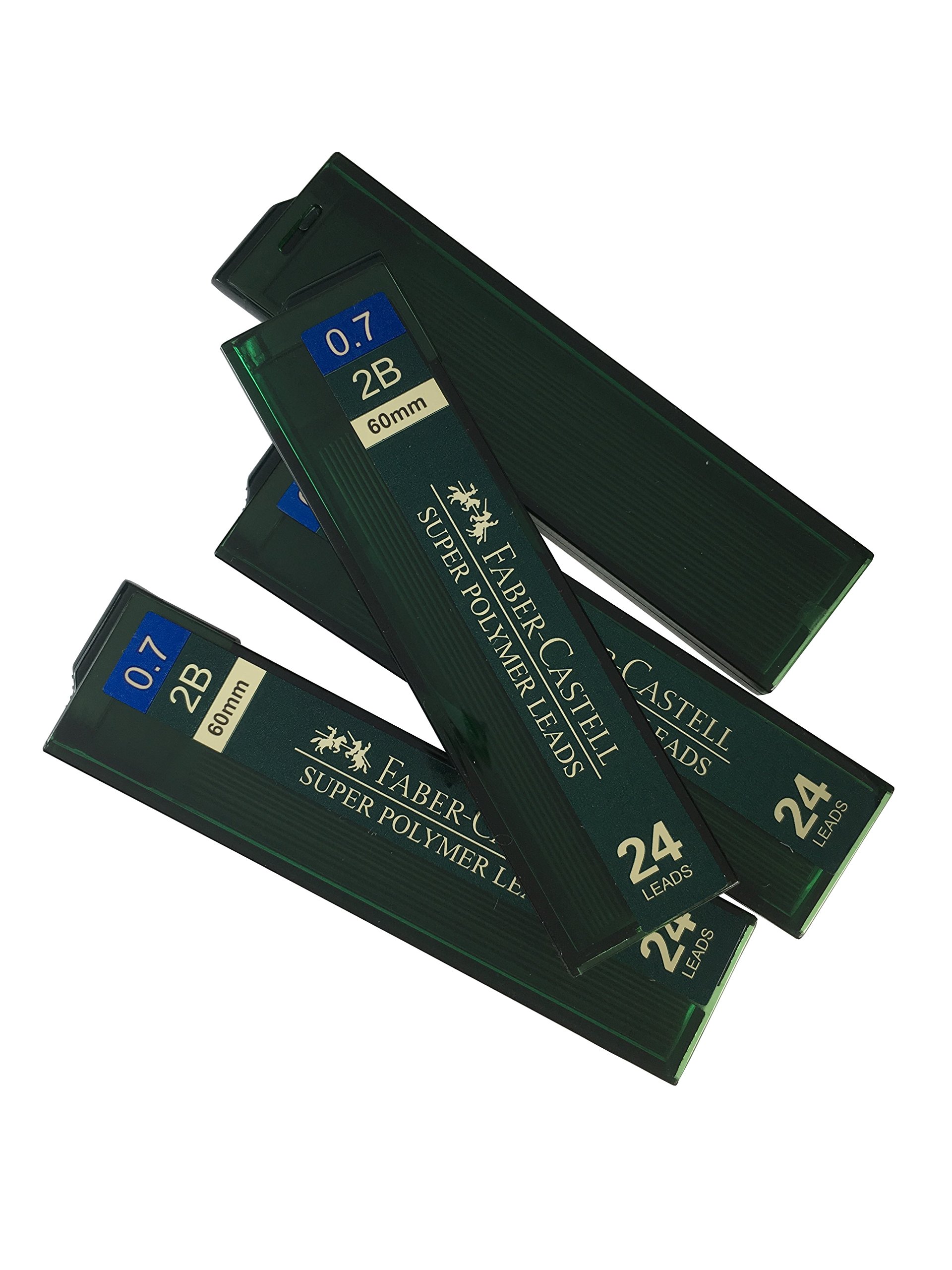 Faber-Castell 0.7mm 2B Super Polymer Premium Mechanical Pencil Lead Refills - 96 Leads (4 Tubes x 24) - Dark, Smooth & Strong for Writing, Sketching & Technical Drawing - Compatible with All 0.7mm Mechanical Pencils