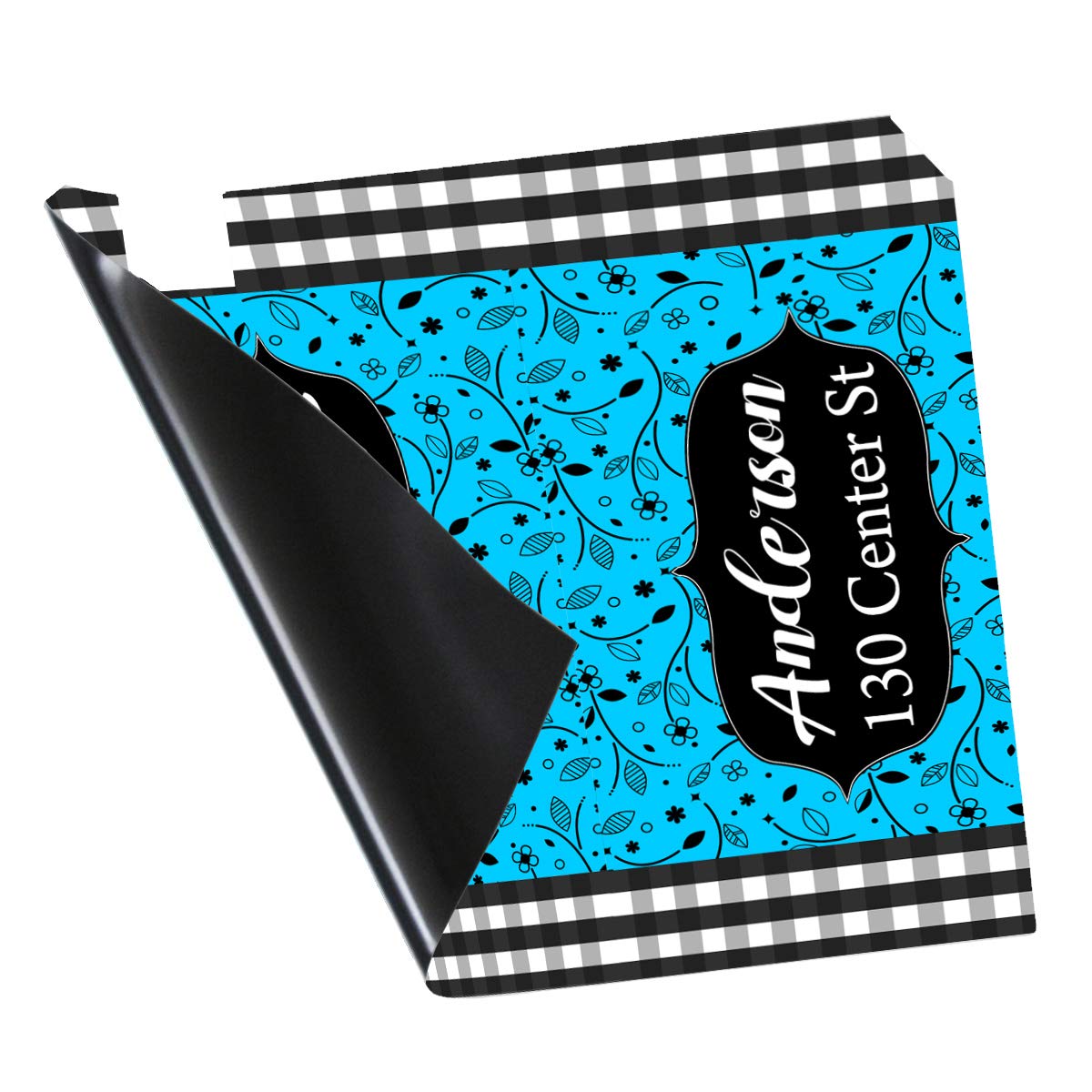 VWAQ Custom Magnetic Mailbox Cover - Personalized Name & Address Plaid Design - Weatherproof PMBM7 Mailbox Decoration (Sky Blue) for Home, Farmhouse & Apartment Mailboxes