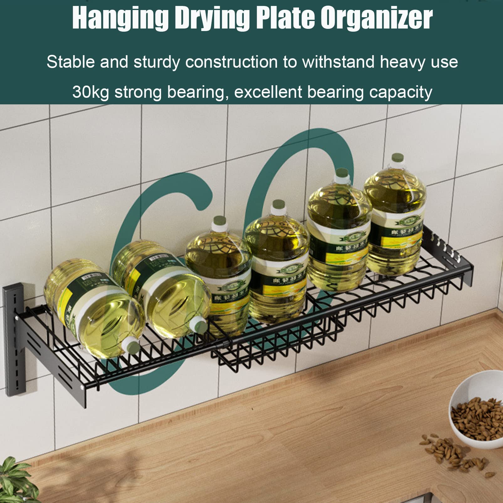 Expandable Stainless Steel Cutlery Drainer & Dish Drying Rack - Over The Sink Wall Mounted Kitchen Organizer with Utensil Holder & Hooks - Space Saving Counter Shelf for Small Kitchens, Apartments & RVs