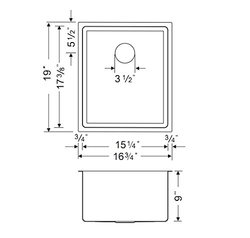 Wells CSU1719-9-1 Commercial Grade 16-Gauge Handcrafted Single Bowl Undermount Stainless Steel Kitchen Sink - Perfect for Restaurants, Home Chefs & Modern Kitchens