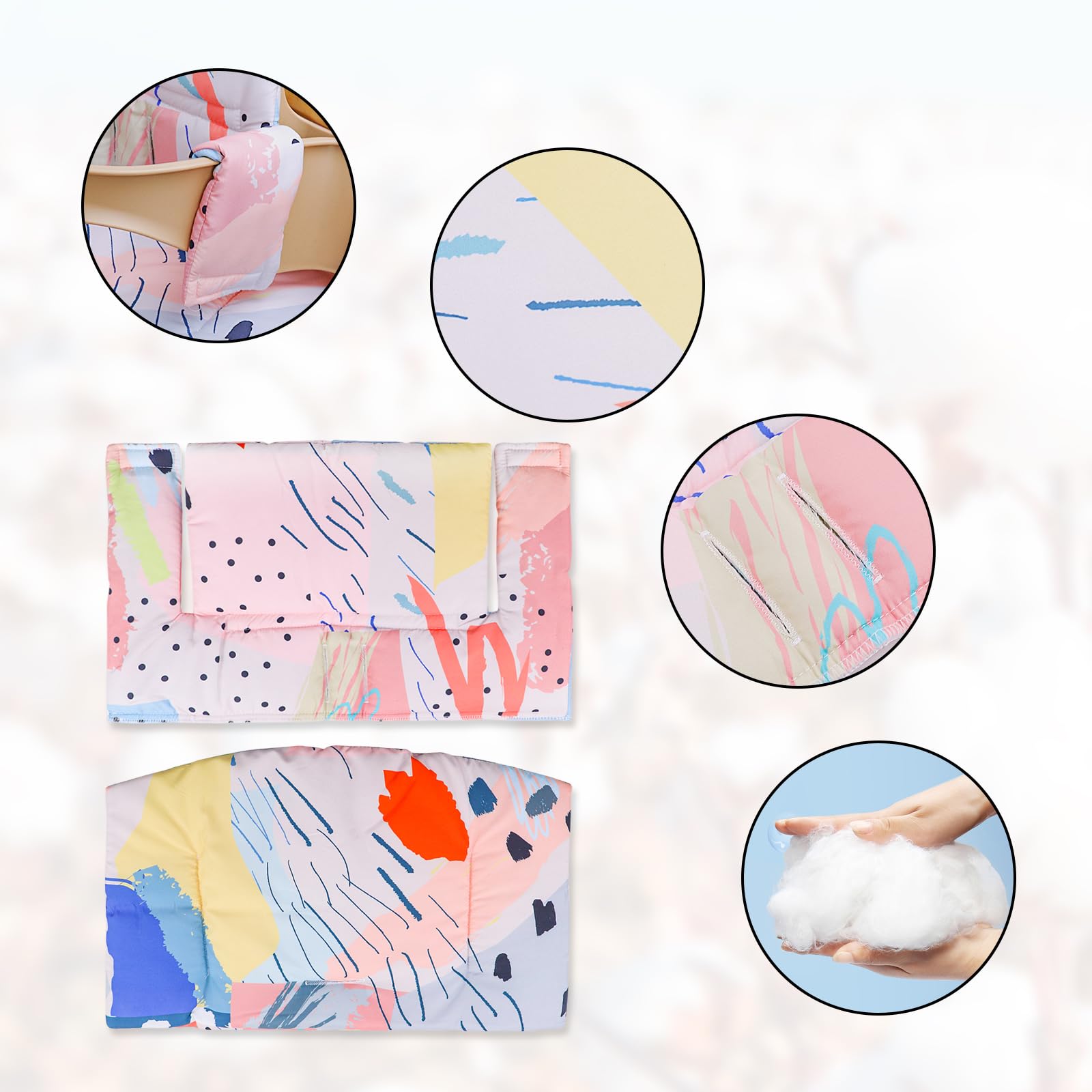 Tripp Trapp High Chair Cushion Set - Soft & Comfortable Baby Feeding Seat Pad with 2 Washable Placemats - Colorful Patterns for Stokke High Chair - Perfect for Mealtime, Playtime & Learning Activities