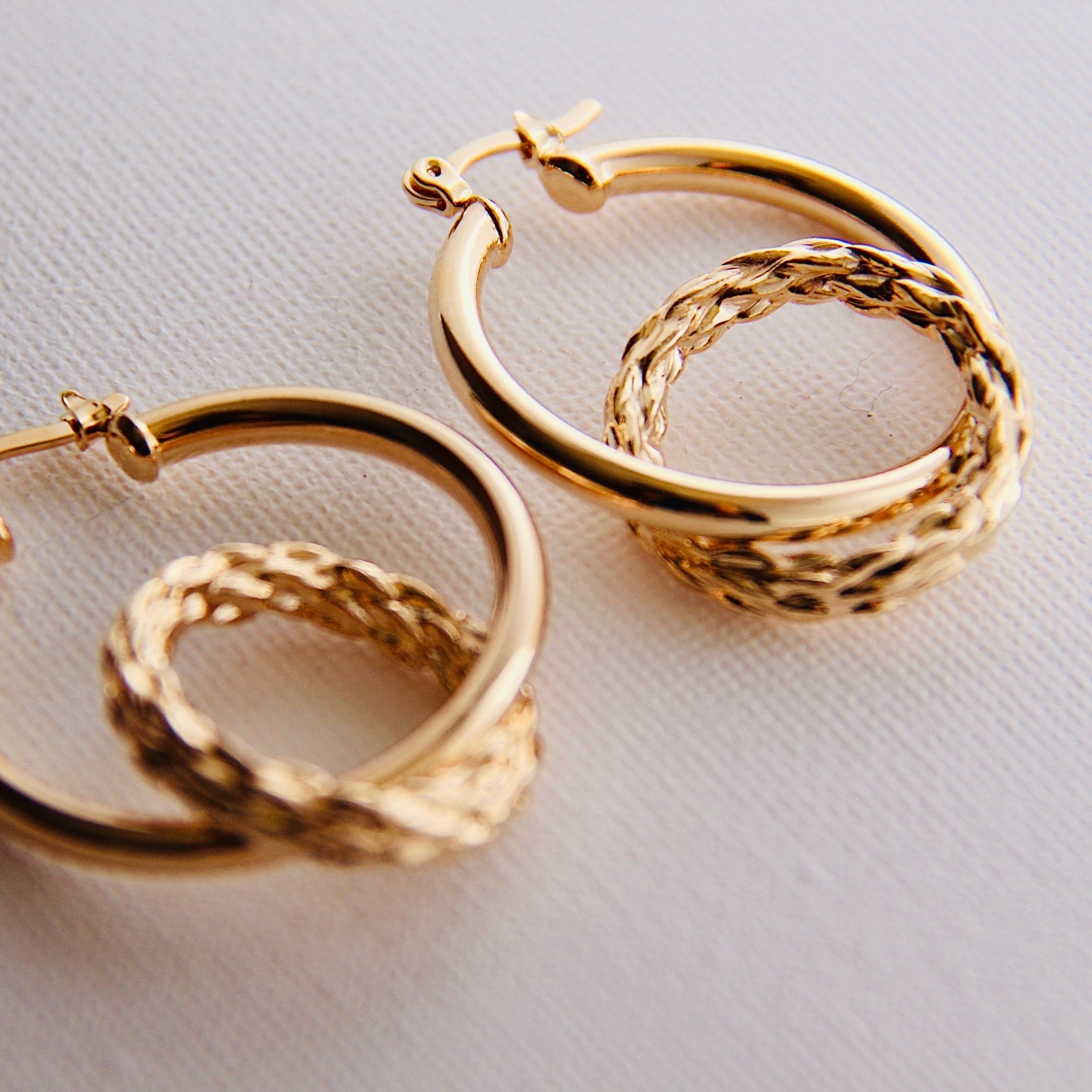 14K Gold Filled Double Link Hoop Earrings for Women - Elegant Dainty Everyday Jewelry for Casual & Formal Occasions