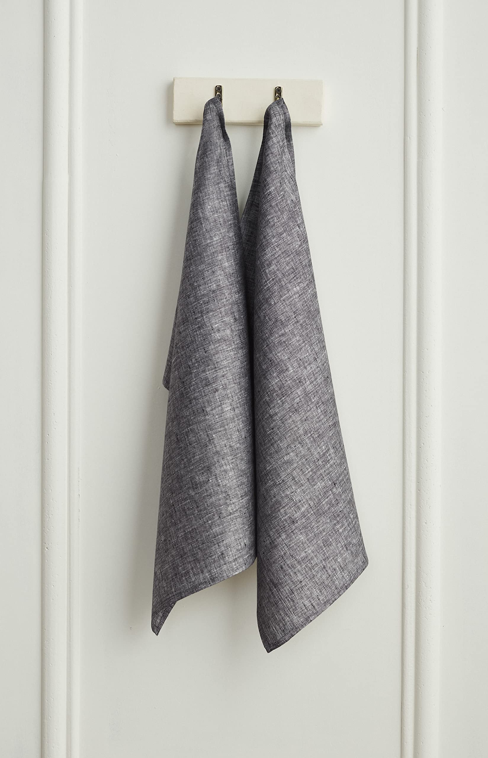 Premium 100% Pure Linen Kitchen Towels Set of 2 - 17x26 Inch Handcrafted European Flax Tea Towels - Machine Washable Chambray Black - Ideal for Cooking, Baking & Dish Drying
