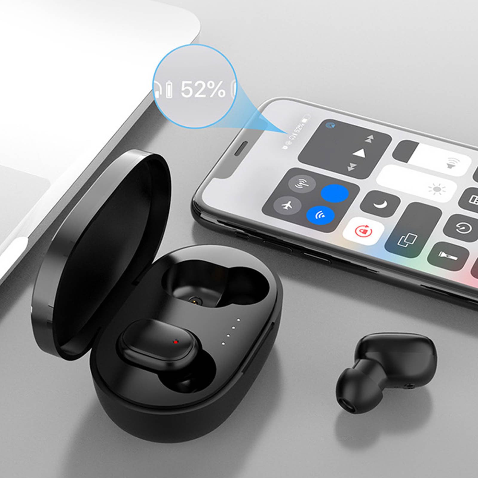 Wireless Bluetooth 5.0 Earbuds with Deep Bass & Noise Cancelling Mic, IPX7 Waterproof in-Ear Headphones for iPhone Android Smartphones - Perfect for Workouts, Running, Gym & Daily Commute