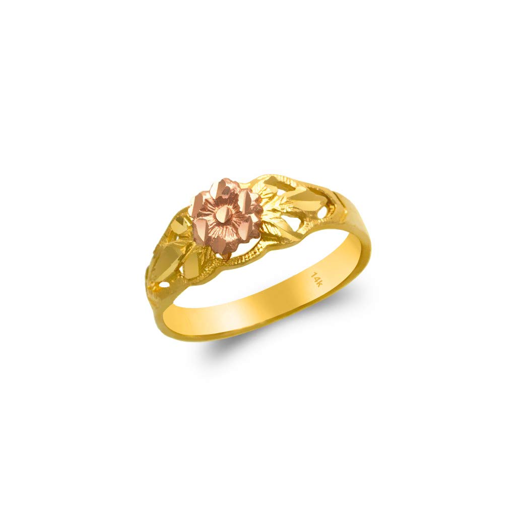 14k Gold Flower Ring for Women - Elegant Two Tone Jewelry Gift for Birthday, Anniversary & Valentine's Day | Perfect for Everyday Wear & Special Occasions
