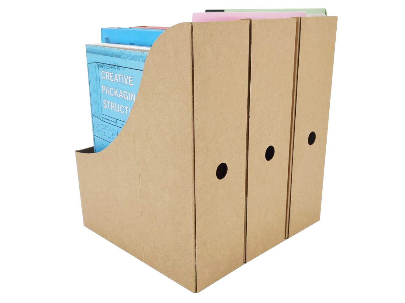HUAPRINT 12-Pack Brown Magazine File Holders - Desk Organizer, Document Storage Box, Folder Holder for Office & Home Organization - Perfect for Magazines, Files, and Office Supplies Storage