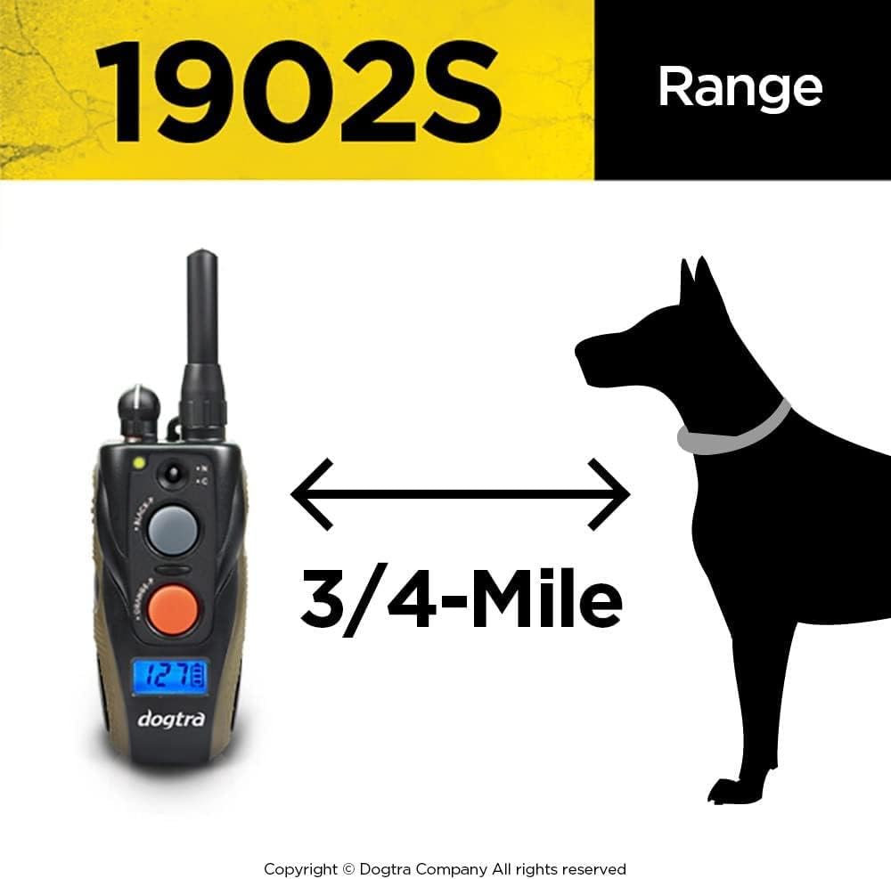 Dogtra 1902S Ergonomic 3/4-Mile IPX9K Waterproof High-Output 2-Dog Remote Training E-Collar for Hunting, Obedience & Outdoor Adventures – Perfect for Large Dogs & Professional Trainers